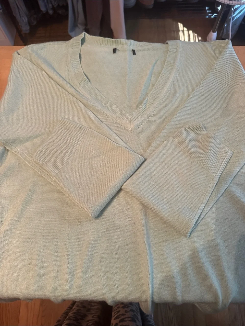 New York & Company Light Mint V-Neck Sweater